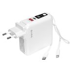S-Link G150 15000 mah PD 22.5W LCD AC Prizli Lightning+Type-C Kablolu Beyaz Powerbank