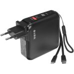 S-Link G150 15000 mAh PD 22.5W LCD AC Prizli Lightning+Type-C Kablolu Siyah Powerbank