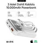 S-link P104 10000mAh PRM Dahili Kablolu HSC22.5W+PD20W Beyaz LCD Taşınabilir Pil Şarj Cihazı Powerbank