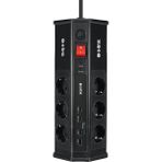 S-Link PRZ03 Prizhive 3 Metre 1860 Joule 3x1.5mm 2xusb 2xtype C 2.4A/5V 250V 16A/3860W 6 Lı Akım Korumalı Priz - Siyah