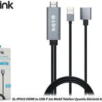 S-Link SL-IPH25 HDMI To Usb-F 2m Mobil Telefon Uyumlu Görüntü Aktarıcı Kablo