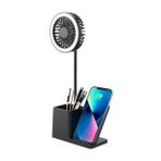 S-Link SL-M9055 Siyah Type-C 10W Kablosuz Şarj Cihazı Fanlı Kalemlikli Masa Lambası