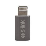 S-Link SL-TA20M Gümüş Metal Gövde Micro USB 5Pin F to Lightning M Çevirici