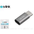 S-link SL-TA25M Gümüş Metal Gövde MicroUSB 5pin F to Type C M Çevirici.