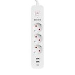 S-Link SPG03TC 2 Usb +1Type C 5V2.4A 1.5m 3x1.00 mm 100 Bakır 750 Joule 3'lü Anahtarlı Akım Korumalı