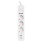 S-link SPG03TC 2 Usb +1Type C 5V2.4A 1.5m 3x1.00mm 100% Bakır 750 Joule 3 lü Anahtarlı Akım Korumalı Beyaz Priz
