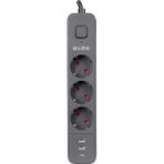 S-Link SPG03U 2 Usb 1Type C 5V2.4A 1.5 m 3x1.00 mm 100 Bakır 750 Joule 3'lü Anahtarlı Akım Korumalı Priz