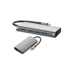 S-Link SW-U5205 Swapp Gri Metal 7 in 1 3 Port Usb 3.0, Pd Şarj HDMI Gigabit Eth Sd-Tf Type C Hub
