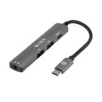 S-Link SWV-USBC024 4 in 1 Type-C Adaptör, Gri Metal USB-C Çoklayıcı, 2x USB 2.0 + USB-C + 3.5mm AUX Portlu Type-C Hub, Laptop Tablet PC MacBook İçin Kulaklık Mouse Klavye USB Bellek Bağlantı Adaptörü