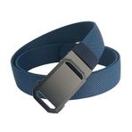 S-MAN 3.4CM Geniş Erkek Elastik Kumaş Kemer Otomatik Toka Ayarlanabilir Kot Golf Kemeri, Kraliyet Mavi-dimi, M-Fit for waist up to 43" (Length 120CM)