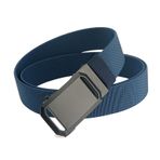 S-MAN 3.4CM Geniş Erkek Elastik Kumaş Kemer Otomatik Toka Ayarlanabilir Kot Golf Kemeri, mavi (Royal Blau), M-Fit for waist up to 43" (Length 120CM)
