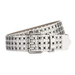 S-MAN Bayan PU Deri Kemer 3.8cm Geniş Punk Tarzı 3 Kuşgözü Pin Toka Goth Bel Kot Kemerler Erkekler için, beyaz, M-Fit for Waist 28"-36", Length: 110cm