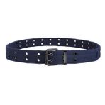 S-MAN Casual Unisex Tuval Kemer Çift Delik Kemer 3.8CM Geniş Çift Pin Toka Kot Kemerleri Erkekler ve Kadınlar için, lacivert mavi, M-Fit for 28"-42", Length: 120CM