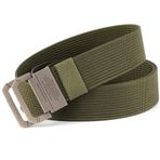 S-MAN Erkek Dokuma Naylon Kemer 1.5 "Geniş Çift Döngüler Rahat Spor Ayarlanabilir Golf Kemerleri, ordu yeşili, One Size