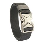 S-MAN Erkekler için 3.4cm Geniş Elastik Kemerler Hızlı Bırakma Toka Rahat Dokuma Kumaş Golf Kemeri, Gri (# 02), Medium-For waist 36"-41" (Length:125cm)