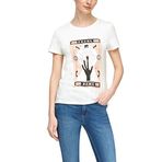 S.Oliver 01D2 Beyaz Placed Print Kadın T-shirt