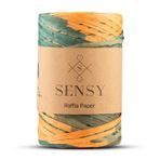 S SENSY Premium Multi Çok Renkli Ebruli 290 Metre Rafya İp Çanta - Supla Raffia Kağıt Ipi (Sarı)