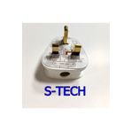 s-tech original Ingiliz Erkek Fiş Beyaz 13 Amper Sigortalı 2'li Paket