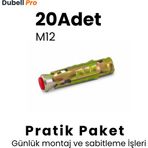 S Tipi Çelik Çekmeli Dübel M12 (20 Adet) - Pratik Paket