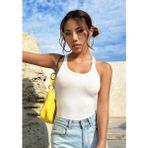 S0015708 Bsm Halter Yaka Fitilli Atlet - Ekru