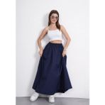 S0017621 Bsm Bel Lastik Detaylı Uzun Etek - 0-Lacivert - 40