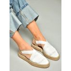 S404010106 Beyaz Dantel Kumaş Kadın Espadril Sandalet