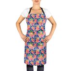 S4Sassy Blue Plumeria & Floral Üniseks Mutfak Önlüğü Baskılı Şef Ayarlanabilir Boyun Barbekü Önlüğü -24 x 32 İnç