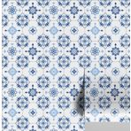 S4sassy Çıkarılabilir Vintage Stil Su Geçirmez Duvar Kaplaması, Mozaik Karo Duvar Kaplaması, Backsplash, Mutfak için Çiçekli Karo Temas Kağıdı, Kendinden Yapışkanlı Vinil Kağıdı - Mavi - 25"x240"