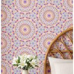 S4Sassy Kendinden Yapışkanlı Dekoratif Boho Duvar Kağıdı, Mandala Çiçek Desenli Duvar Kağıdı, Vinil Su Geçirmez Temas Kağıdı, Sarı, 25"X 360" Yatak Odası, Yemek Odası Için Çıkarılabilir Kiracı Dostu