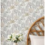 S4Sassy Kendinden Yapışkanlı Pastel Tropikal Bahçe Duvar Kağıdı, Vinil Su Geçirmez Temas Kağıdı, Bej, 25"X 360" Yatak Odası, Yemek Odası Için Çıkarılabilir Kiracı Dostu Duvar Kaplaması