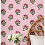 S4Sassy Modern Blok Çiçekli Duvar Kağıdı- Pembe Bohem Duvar Kaplaması, 25" X 360" Kendinden Yapışkanlı Vinil Duvar Kağıdı, Yatak Odası, Dolaplar, Yaşam Alanları Için Kolay Kendin Yap Duvar Kaplaması