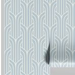 S4Sassy Soy Ve Yapıştır Dokulu Vinil Duvar Kağıdı, Art Deco Streamline Baskı Temas Kağıdı Su Geçirmez- Mavi,25"X60", Yatak Odası Ve Oturma Odası Için Dekoru Için Çıkarılabilir Modern Duvar Kaplaması