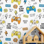 S4Sassy Soy Ve Yapıştır Vinil Duvar Kağıdı, Oyun Baskılı Duvar Kağıdı Temas Kağıdı Su Geçirmez - Mavi, 25"X 120", Çocuk Odası Duvar Dekoru, Bebek Odası, Oyun Odası Için Çıkarılabilir Duvar Kaplaması