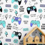 S4Sassy Soy Ve Yapıştır Vinil Duvar Kağıdı, Oyun Baskılı Duvar Kağıdı Temas Kağıdı Su Geçirmez - Mavi, 25"X 360", Çocuk Odası Duvar Dekoru, Bebek Odası, Oyun Odası Için Çıkarılabilir Duvar Kaplaması
