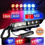 S6 Mini Polis Çakar Araç İçi Vantuzlu Lamba Kırmızı-mavi 21x12x6