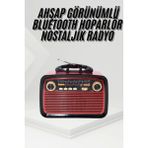 S'82 Nostalji Radyo Bluetooth Hoparlör USB-SD Kart Giriş Led Fener Işıklı Bataryalı Pilli