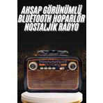 S'82 Nostaljik Görünümlü Ahşap Radyo TF SD USB Girişli Led Fener Işıklı