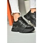 S973602404 Siyah Kumaş Kalın Tabanlı Spor Ayakkabı Sneakers