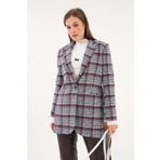 Saade Gri Ekoseli Blazer Ceket