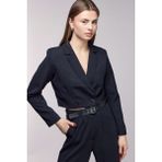 Saade Siyah Kadın Regular Fit Kruvaze Kapama Dokuma Crop Blazer Ceket -Şık & Spor 46