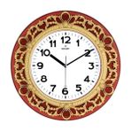 Saat Duvar Saati Kırmızı-Altın Sarısı Çerçeve Çap:32.8cm Akrilik Boyalı 2 Renk Abs Kasa Mineral Cam Sessiz Akar Makine Pvc Kadran Kadran Ölçüsü: 205MM Kadran Baskı Alanı: 145MM