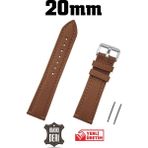 Saatse 20MM Açık Kahverengi Taba Dikişli Floter Deri Saat Kordonu Kayış - 20 mm