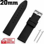Saatse 20mm Siyah Silikon Akıllı Saat Kordonu Kayış - 20 mm
