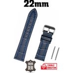 Saatse 22MM Lacivert Kroko Hakiki Deri Saat Kordonu Kayış - 22 mm