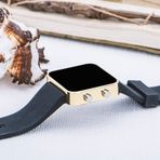 Saattino Gold Renk Dijital Led Ekran Siyah Silikon Kordonlu Yetişkin Kız Kadın Unisex Kol Saat ST-303723