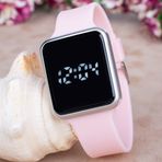 Saattino Toz Pembe Silikon Kordonlu Dokunmatik Led Ekran Dijital Kol Saat ST-303730