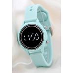 Saattino Unisex Tuşlu LED Takvimli Silikon Kadın Kol Saati - Silikon Bileklik Saat ST-304167 - Açık Mavi