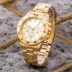 Saattino Yeni Sezon Gold Renk Şık Premium Erkek Çelik Kol Saati Çelik Kordon ST-304204 - Sarı