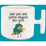Sabah sporu olarak yataktan kalkıyorum espirili T kulplu kupa bardak
