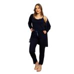 Sabahlıklıklı 3 Parça Çeyizlik Kutulu Kadın Pijama Takımı- Dantelli Kutulu Kadın Pijama- Geniş Beden Aralığı Lacivert S